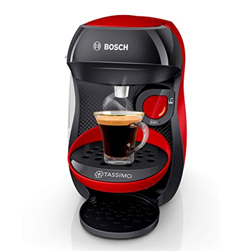 Bosch TAS1003 TASSIMO Happy Cafetera de cápsulas, 1400 W, color rojo y negro