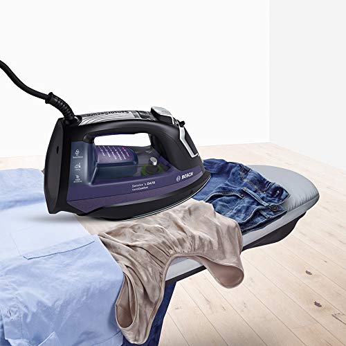 Bosch TDA753122V Plancha de Vapor, VarioComfort, Supervapor 220 g, Triple Tecnología Antical, 3100 W, 0.35 litros, Negro y Violeta