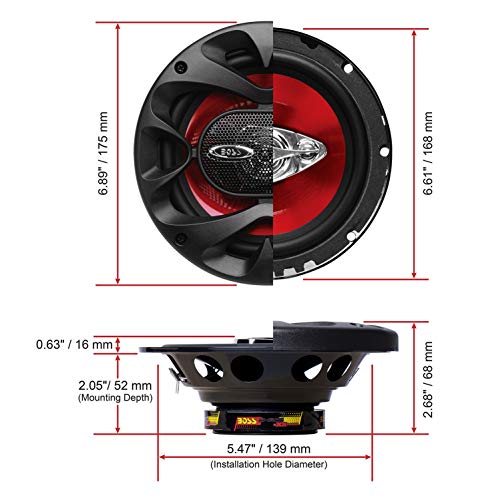 BOSS CH6530 Altavoz Audio De 3 vías 300 W - Altavoces para Coche (De 3 vías, 300 W, 4 Ω, 90 dB, 100-18000 Hz, 1,27 cm)