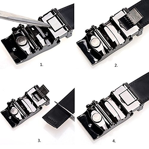 BOSTANTEN Cinturón Cuero Para Hombres Piel Cinturones hebilla automática Men's Belt Negro