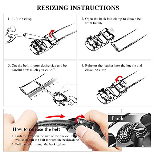 BOSTANTEN Cinturón Cuero Para Hombres Piel Cinturones hebilla automática Men's Belt Negro