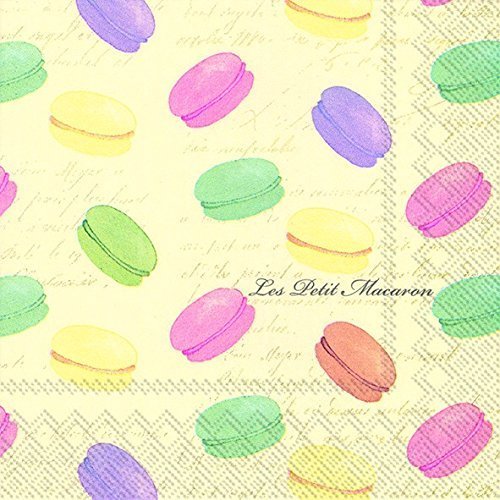 Boston International 20 Count 3-Ply Paper Cocktail Napkins, Paris Macarons by Boston International