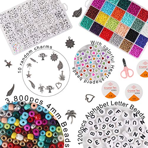 Boston Kendall Abalorios para Hacer Collares y Bolitas para Pulseras, Mini Cuentas para Collares y Bolitas para Collares de 3mm con 24 Colores Kit Bisutería para Regalo DIY 5000 Piezas