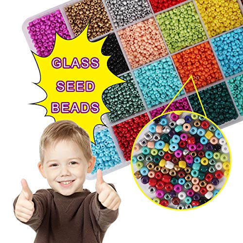 Boston Kendall Abalorios para Hacer Collares y Bolitas para Pulseras, Mini Cuentas para Collares y Bolitas para Collares de 3mm con 24 Colores Kit Bisutería para Regalo DIY 5000 Piezas