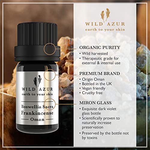 Boswellia Sacra Frankincense - Aceite esencial 100% puro, orgánico, antienvejecimiento, acné, lunares, manchas de la edad, cicatrices, daño al sol, aumenta el estado de ánimo. Omán, 5 ml.