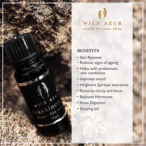 Boswellia Sacra Frankincense - Aceite esencial 100% puro, orgánico, antienvejecimiento, acné, lunares, manchas de la edad, cicatrices, daño al sol, aumenta el estado de ánimo. Omán, 5 ml.