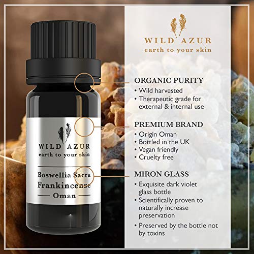 Boswellia Sacra Frankincense - Aceite esencial 100% puro, orgánico, antienvejecimiento, acné, lunares, manchas de la edad, cicatrices, daño al sol, aumenta el estado de ánimo. Omán, 5 ml.