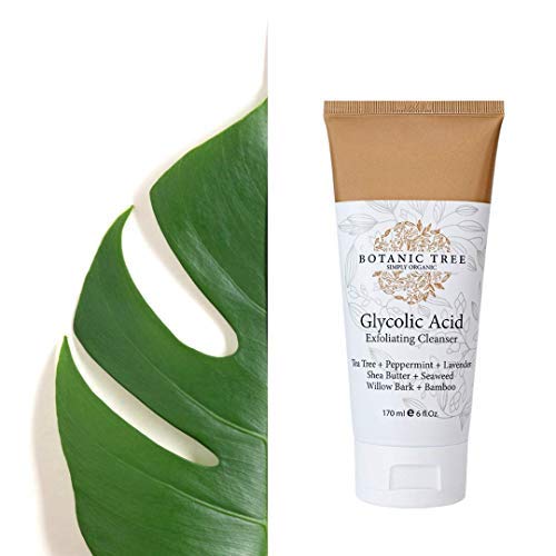Botanic Tree Limpiador exfoliante con lavado facial de ácido glicólico, 6 oz con 10% de ácido glicólico, y aha para arrugas y líneas de reducción - 100% extractosorgánico