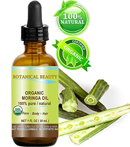 Botanical Beauty - Aceite de moringa certificado orgánico 100 % puro/natural/sin diluir, 30 ml, para el cuidado de la piel, el cabello, los labios y las uñas