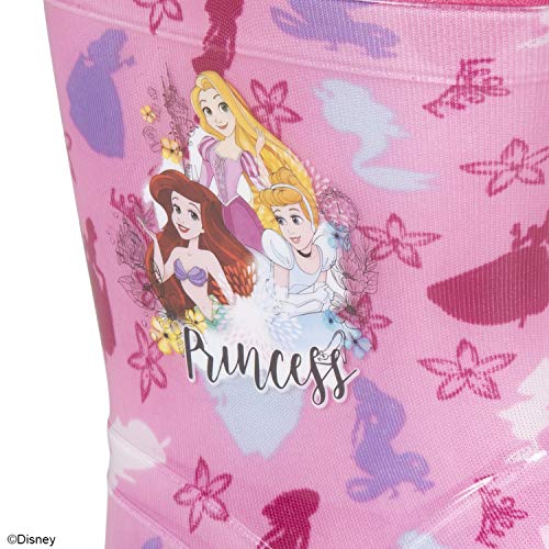 Botas Agua Princesas Disney - Botines Niñas Impermeables Cenicienta Rapunzel Jasmine - Suela Antideslizante Morada y Cierre Cordón - Rosa Purpurina - 5 Tallas - Perletti (Rosa, 28/29 EU)
