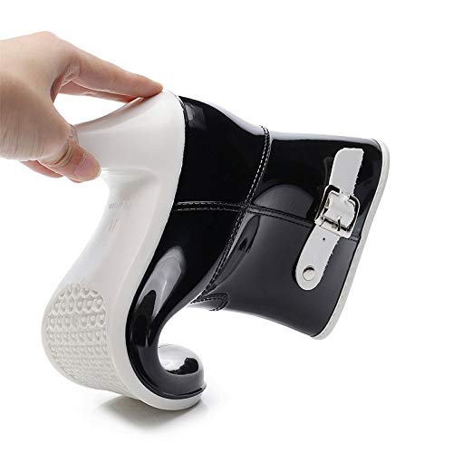 Botas de Agua para Mujer Cortas Trabajo Invierno PAOLIAN Botas Lluvia Mujer Vestir Bajas PVC Botines Tacón Ancho Bajo Mujer Otoño Elegantes Zapatos de Agua Mujer Tobillo Lluvia Impermeable