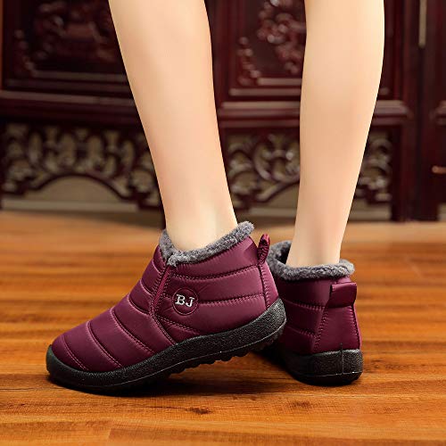 Botas De Nieve De Invierno Mujer De Color SóLido De OHQ Mantienen Calientes Y Botas De Nieve Planas De Arranque De Terciopelo Negro Rojo Caqui Azul