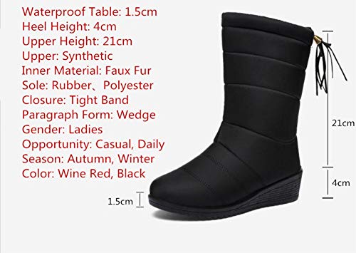 Botas de Nieve Zapatos Mujer,Popoti Botas de Nieve Calientes Botines Forradas Cortas Cuña Boots Medias Borla Zapatos Invierno Outdoor Botines (Negro-A, 38)