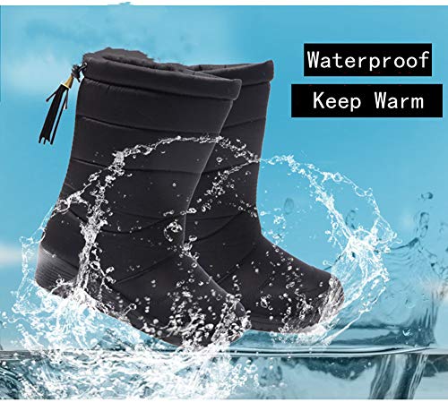 Botas de Nieve Zapatos Mujer,Popoti Botas de Nieve Calientes Botines Forradas Cortas Cuña Boots Medias Borla Zapatos Invierno Outdoor Botines (Negro-A, 38)