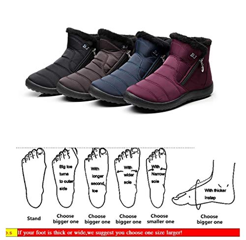 Botas de Nieve Zapatos Mujer,Popoti Botas de Nieve Cremallera Calientes Botines Forradas Cortas Ankle Boots Algodón Zapatos Invierno Aire Libre Sport Botines (Negro-1, 41)