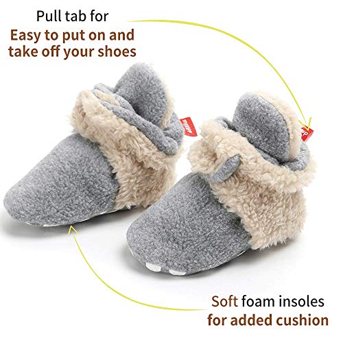 Botas de Niño Calcetín Invierno Soft Sole Crib Raya de Caliente Boots de Algodón para Bebés (0-6 Meses, Gris-Caqui, Tamaño de Etiqueta 11)