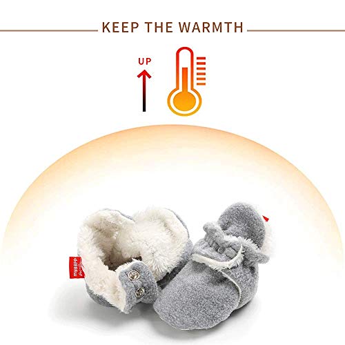 Botas de Niño Calcetín Invierno Soft Sole Crib Raya de Caliente Boots de Algodón para Bebés (6-12 Meses, Gris)