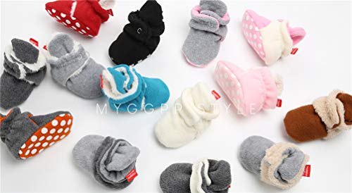 Botas de Niño Calcetín Invierno Soft Sole Crib Raya de Caliente Boots de Algodón para Bebés (6-12 Meses, Gris)