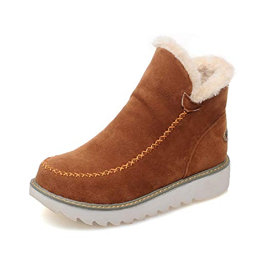Botas Mujer Invierno Nieve Cuña Botines Fur Plataforma Calientes Cortas Casa Planas Alpargatas Tobillo Ante 3cm Zapatos Beige Marrón Negras 34-43 BR40