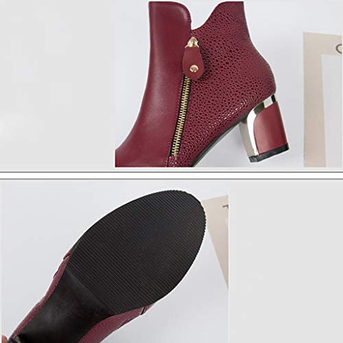 Botas para Mujer Invierno Tacón Ancho Alto PAOLIAN Botines Biker Tobillo Mujer Otoño Fiesta Elegantes Botas Moto Cortas Piel Sintético con Cremallera Zapatos Mujer Vestir Moda