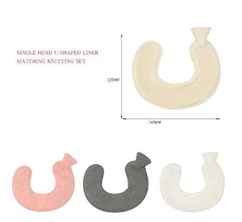 Botella de agua caliente en forma de U de 1,5 l para cuello para regalo de cumpleaños en invierno (botella de agua caliente en forma de U de una sola cabeza (color al azar)