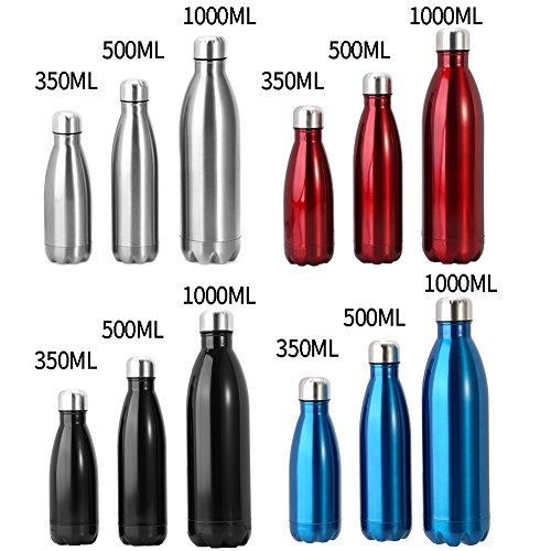  Botella de Agua de Acero Inoxidable Portátil Botella Aislada al Vacío Botella Térmica para Deportes Al Aire Libre Camping Senderismo Picnic Ciclismo ( Capacity : 350ML , Color : Rojo ) 