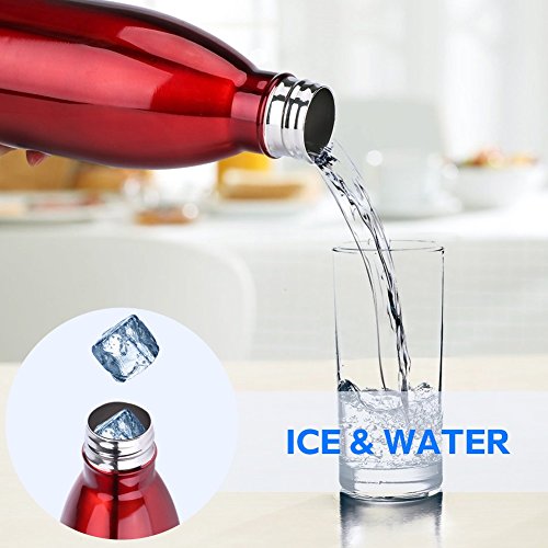  Botella de Agua de Acero Inoxidable Portátil Botella Aislada al Vacío Botella Térmica para Deportes Al Aire Libre Camping Senderismo Picnic Ciclismo ( Capacity : 350ML , Color : Rojo ) 