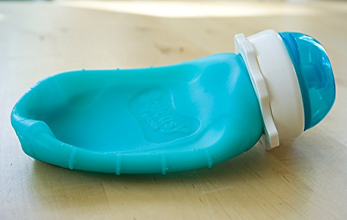 ❤ Botella de silicona Squeasy Snacker, 160 ml reutilizable, para alimentos semilíquidos y líquidos, antigoteo, sin BPA azul turquesa