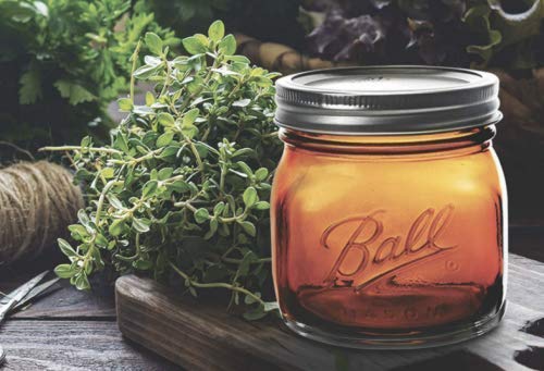 Botellas de cristal para conservación de bola ámbar, boca ancha, 473 ml, 4 unidades con folleto de recetas