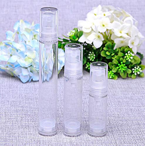 Botellas transparentes de emulsión al vacío con tapa y cabezal de la bomba, frascos de muestras, frascos portátiles para cremas, lociones cosméticas, 6 piezas.
