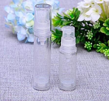 Botellas transparentes de emulsión al vacío con tapa y cabezal de la bomba, frascos de muestras, frascos portátiles para cremas, lociones cosméticas, 6 piezas.