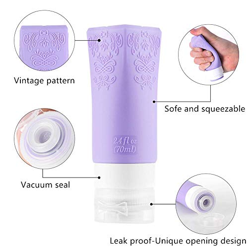 Botes Viaje, Botellas de Viaje de Silicona Kit de Viaje, TSA Approved, HRYSPN Paquete de 8 Accesorios de Viaje portátiles para champú, artículos de tocador, loción, acondicionad.