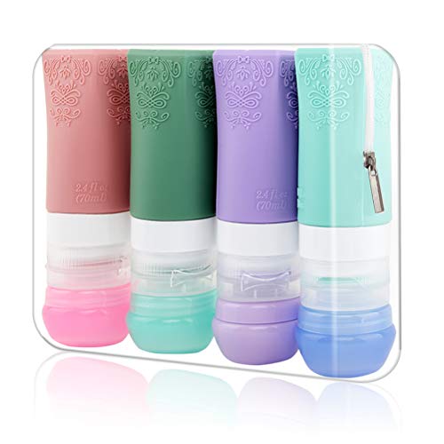 Botes Viaje, Botellas de Viaje de Silicona Kit de Viaje, TSA Approved, HRYSPN Paquete de 8 Accesorios de Viaje portátiles para champú, artículos de tocador, loción, acondicionad.