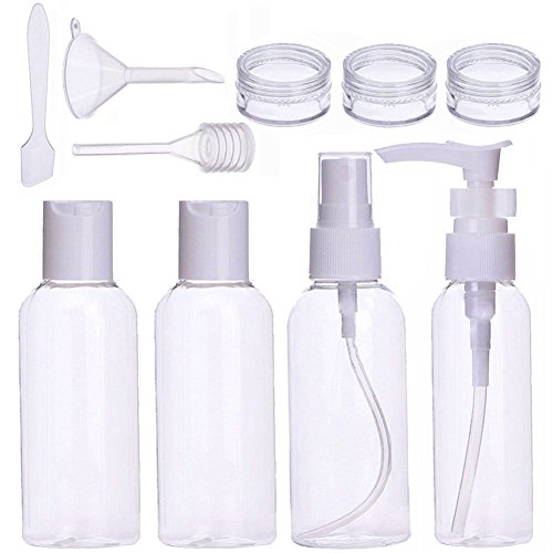 Botes Viaje Set Botella de plastico Transparente contenedor líquidos Avion,10Piezas