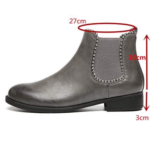 Botines Chelsea para Mujer,gracosy 2019 Otoño e Invierno Cómodo Clásico Simple Botas de Hebilla Botas de Nieve Desplazamientos Vacaciones Compras Ocio,Negro Gris Marrón