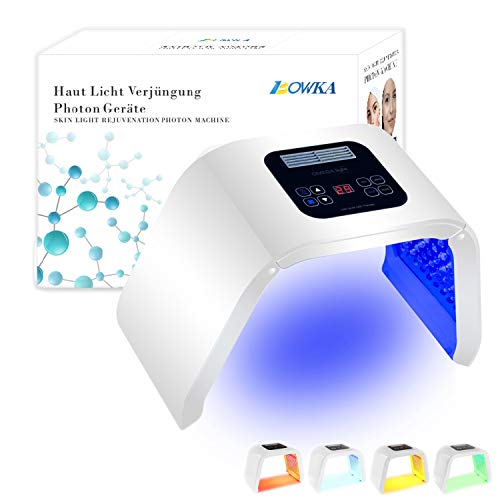 BOWKA - Mini PDT LED plegable para terapia de fotones, tratamiento de rejuvenecimiento de la piel rojo/azul/amarillo para el cuidado diario de la piel, para el hogar y el salón