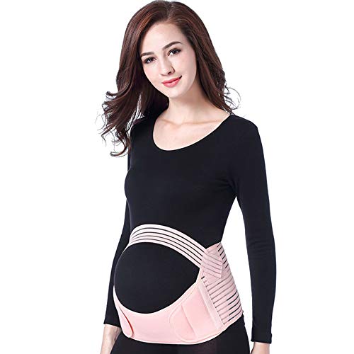 BOZEVON Faja Embarazada - Abdomen Vientre Espalda Cinturon De Apoyo Embarazada Correa De Maternidad Aliviar La Cadera Y El Dolor Pélvico, Rosa, 2XL