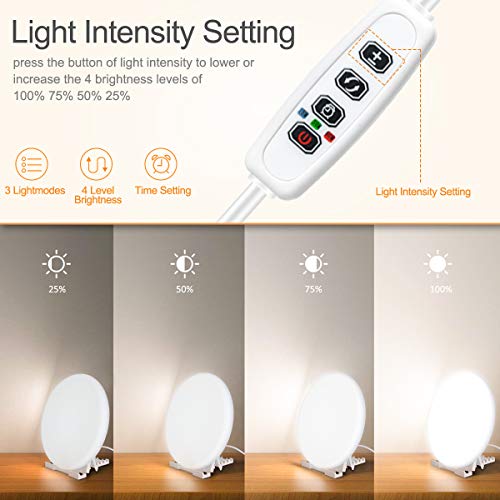 Bozily Lámpara Fototerapia 10000 Lux, Luz de Terapia Ultra Brillante Sin UV per Depresión Estacional con 3 Colores y 4 Brillo Ajustables Luz 3 Configuraciones de Temporizador