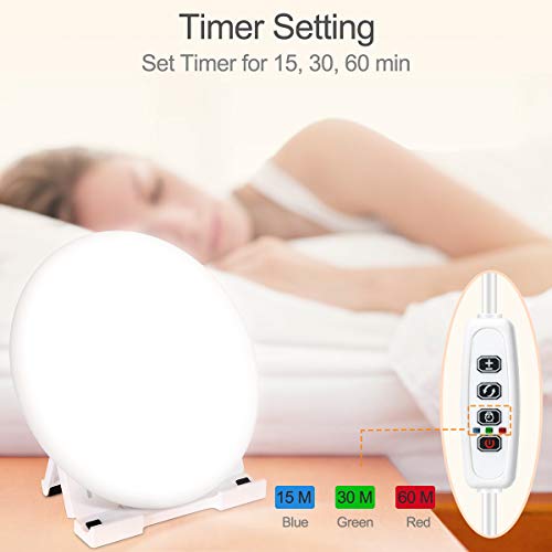 Bozily Lámpara Fototerapia 10000 Lux, Luz de Terapia Ultra Brillante Sin UV per Depresión Estacional con 3 Colores y 4 Brillo Ajustables Luz 3 Configuraciones de Temporizador
