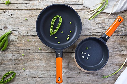 BRA Efficient Orange Set de 3 sartenes, Aluminio Fundido, aptas para Todo Tipo de cocinas, 20-24-28 cm
