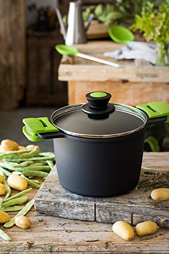 Bra Prior - Olla Alta con Tapa de Cristal y Asas de Silicona, 24 cm, Aptas para Todo Tipo de Cocinas Incluida Inducción