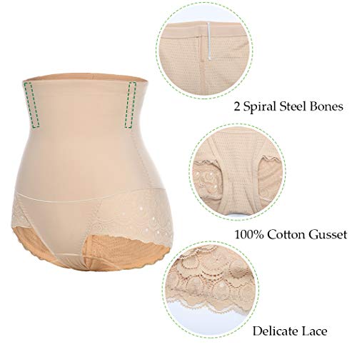 Bragas de cintura alta para mujer, de malla, para adelgazar, disimular barriga, faja para levantar el trasero, faja de entrenamiento, ropa interior, de Joyshaper Beige color carne L