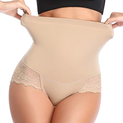 Bragas de cintura alta para mujer, de malla, para adelgazar, disimular barriga, faja para levantar el trasero, faja de entrenamiento, ropa interior, de Joyshaper Beige color carne L