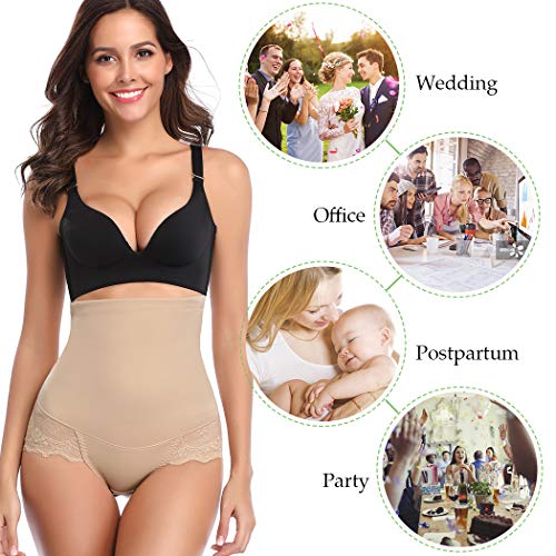 Bragas de cintura alta para mujer, de malla, para adelgazar, disimular barriga, faja para levantar el trasero, faja de entrenamiento, ropa interior, de Joyshaper Beige color carne L
