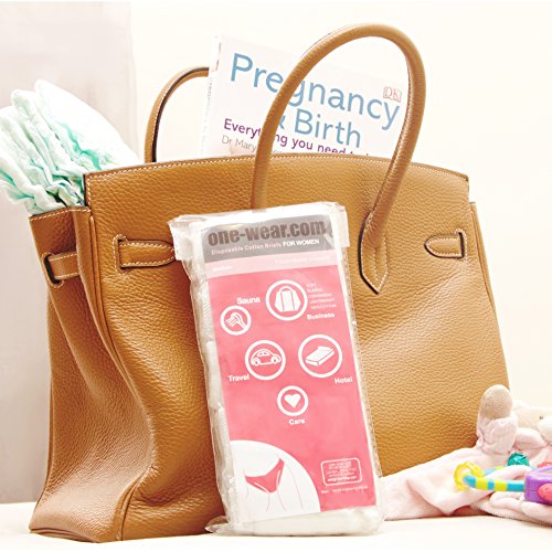 Bragas Desechables Súper Suave y Ligera de Algodón para Mujer (Lote de 5) - Ropa Interior de un Solo Uso para Maternidad Hospitales Viajes SPA Masajes (3) Large Caderas 102-104 cm, Blanco