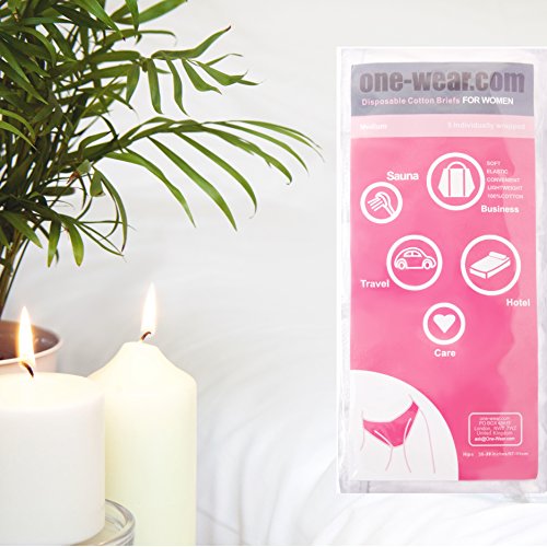 Bragas Desechables Súper Suave y Ligera de Algodón para Mujer (Lote de 5) - Ropa Interior de un Solo Uso para Maternidad Hospitales Viajes SPA Masajes (3) Large Caderas 102-104 cm, Blanco