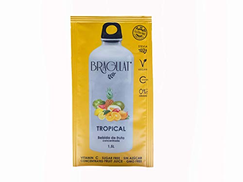 BRAGULAT | Zumo Concentrado de Frutas Tropicales | Bebidas y Refrescos Instantáneos en Polvo | Sin Azúcar y con Vitamina C | 15 Sobres
