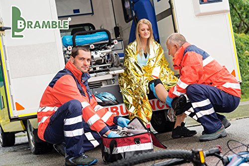 BRAMBLE! - 10 Piezas - Manta de Aluminio de Emergencia, Manta de Supervivencia Térmica, 210x160cm - Multi-Uso, Impermeable & Durable - Primeros Auxilios Kit Supervivencia Cámping etc.