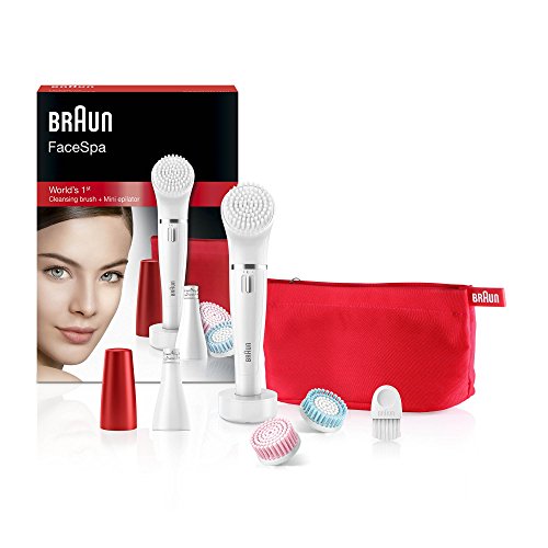 Braun Face 852 Edición Rubí - Cepillo de limpieza facial eléctrico y depiladora facial, con 4 accesorios