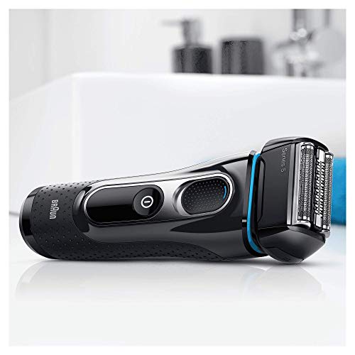 Braun Series 5 5147 s - Afeitadora eléctrica hombre, Afeitadora Barba, en Húmedo y Seco, Recortadora de Precisión Extraíble, Recargable e Inalámbrica, Negro/Azul/Cromo